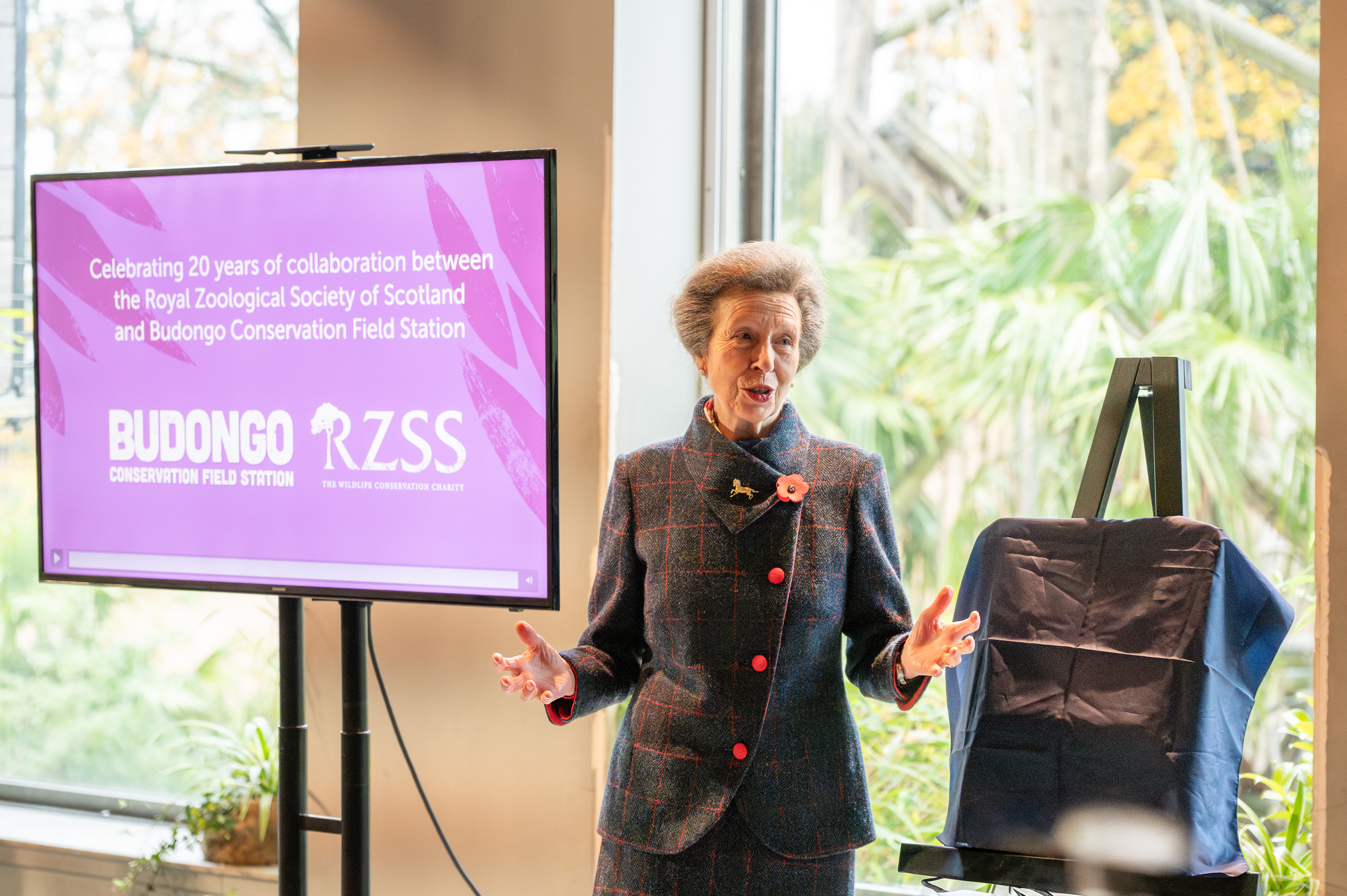 HRH The Princess Royal visiting Edinburgh Zoo to mark the 20th anniversary of RZSS partnership with Budongo Conservation Field Station (BCFS). IMAGE: William Austin-Lobley, November 2025